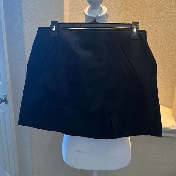 Blank NYC Dresses & Skirts - Blank NYC Womens Size 29 Black Faux Leather Mini Skirt Pockets Back Slit NWT